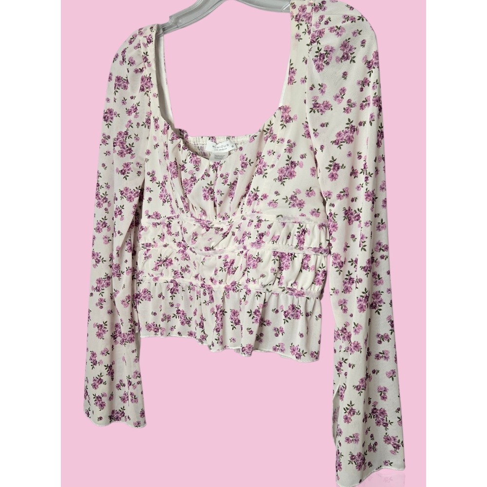 Floral Fairycore Cottagecore Bell Sleeve Top Boho Whimsygoth Prairie Ethereal XL